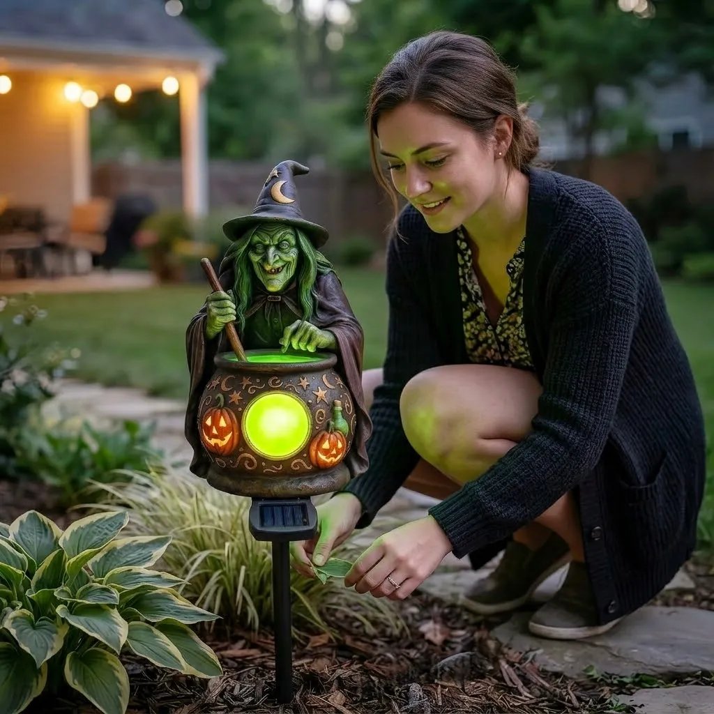 🧙Halloween Solar Witch Cauldron Garden Stake Light