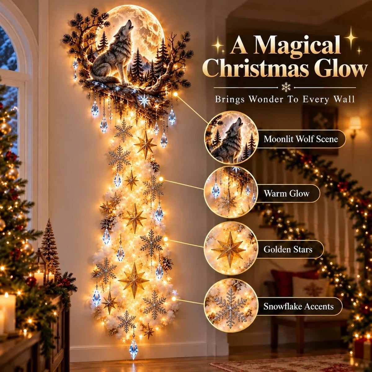 ✨ Enchanted Christmas Magic Trail Wall Light – A Touch of Winter Magic ✨