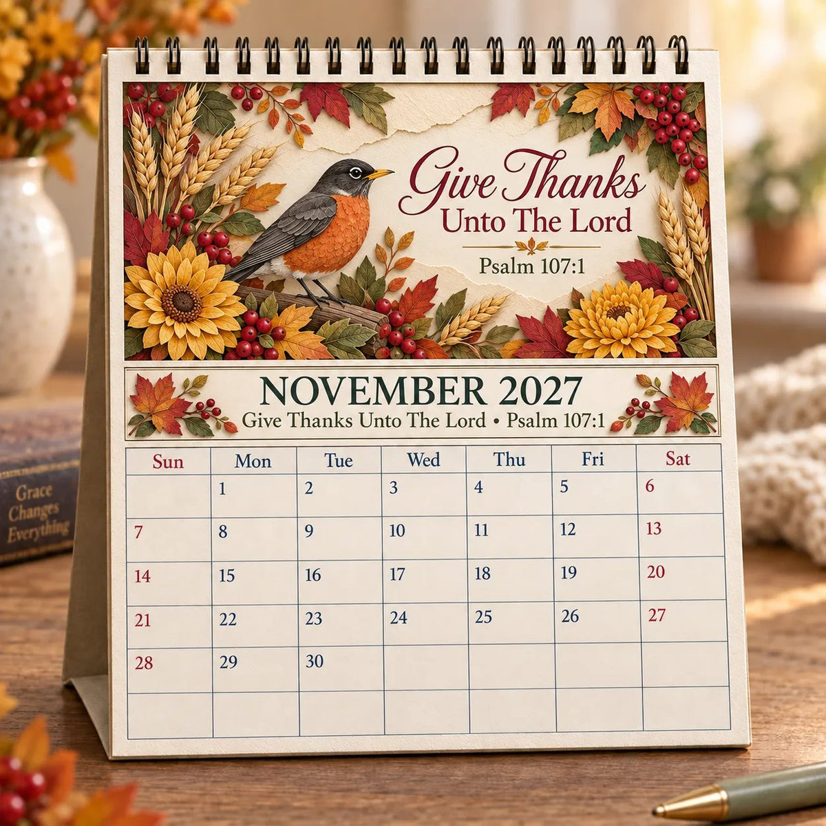 ✝️ 3D Christian Calendar 2027 | 12 Scripture Designs with Nature Scenes, Birds &amp; Flowers for Faith-Filled Homes &amp; Meaningful Gifts 🎁