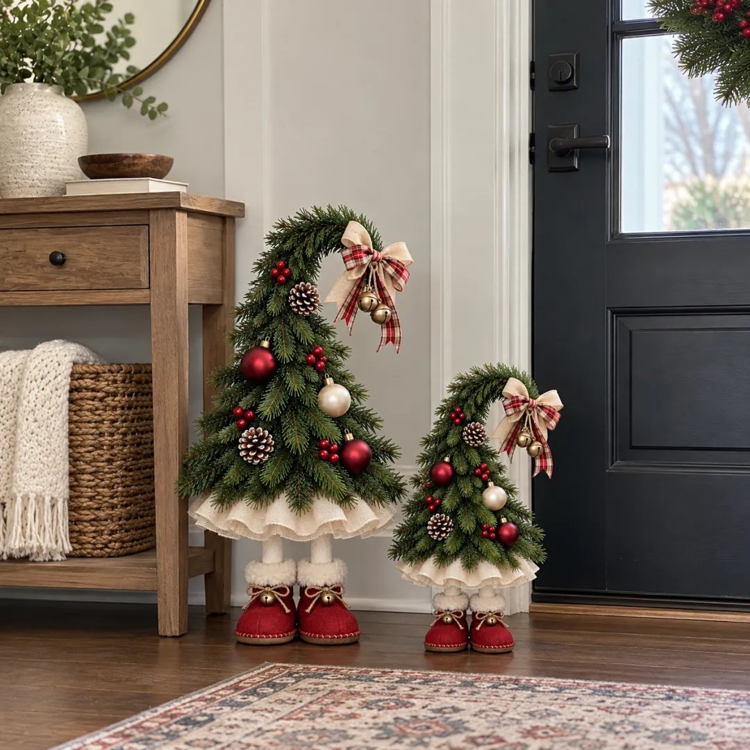 Large and small Christmas elf tree sizes