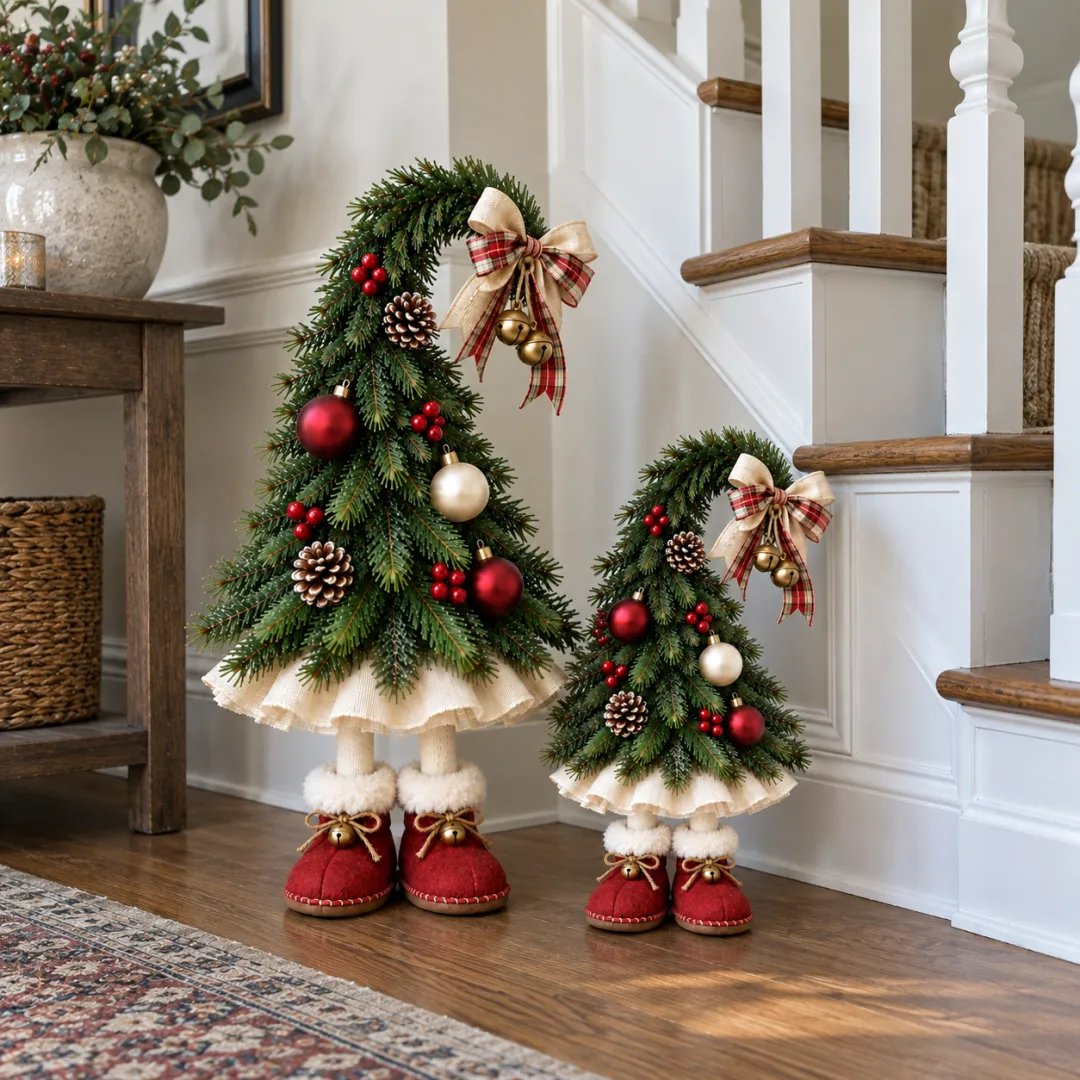 Vintage farmhouse Christmas elf tree decor