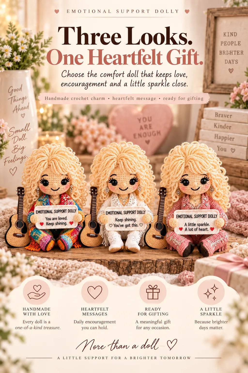 ⏳ Last Day 49% OFF – ❤️ Emotional Support Handmade Crochet Doll | 3 Heartwarming Styles with Encouraging Message Cards for Friendship, Comfort & Meaningful Gifts 🧶