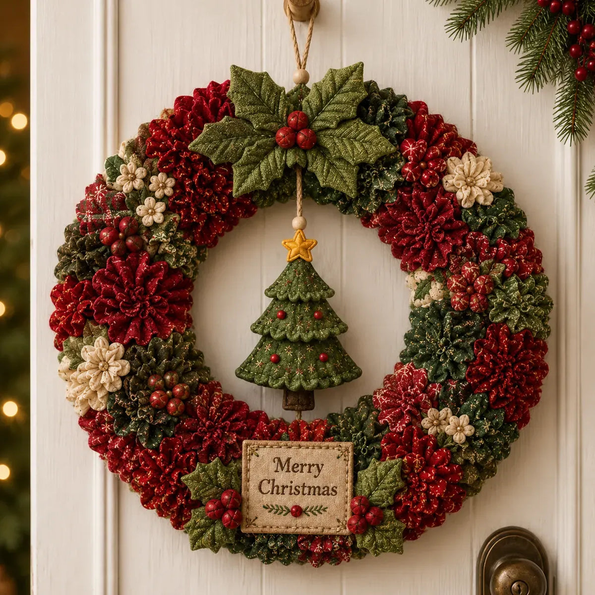 🎄 LAST DAY 50% OFF ✨ Make A Christmas Wreath You'll Be Proud To Display ❤️ 3D Fabric Poke DIY Kit With Tutorial & Guide Included