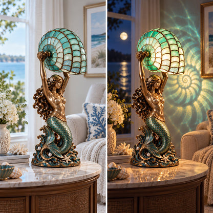 🧜‍♀️ Moon Tide Mermaid Nautilus Lamp