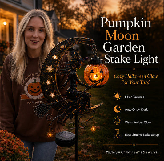 🎃 Halloween Early Bird Sale | 49% OFF Witch and Pumpkin Moon-Shaped Garden Stake Light