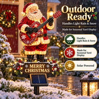 🔥50% Off Last Day✨🎅 Light-Up Guitar Santa Christmas Yard Decoration🎸 – Festive Outdoor Holiday Display 🎄✨