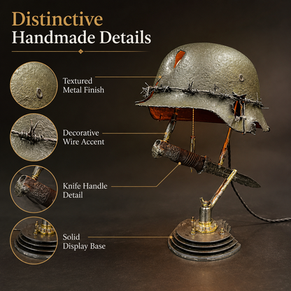 🪖 War Relic Vintage Helmet Table Lamp