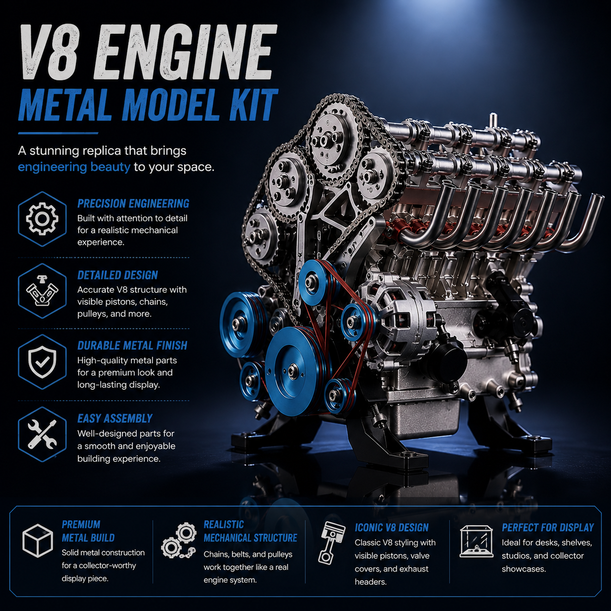 🔥HOT SALE🏎️🛠️The Ultimate Desktop Masterpiece: Miniature V8 Small-Block Static Model Kit