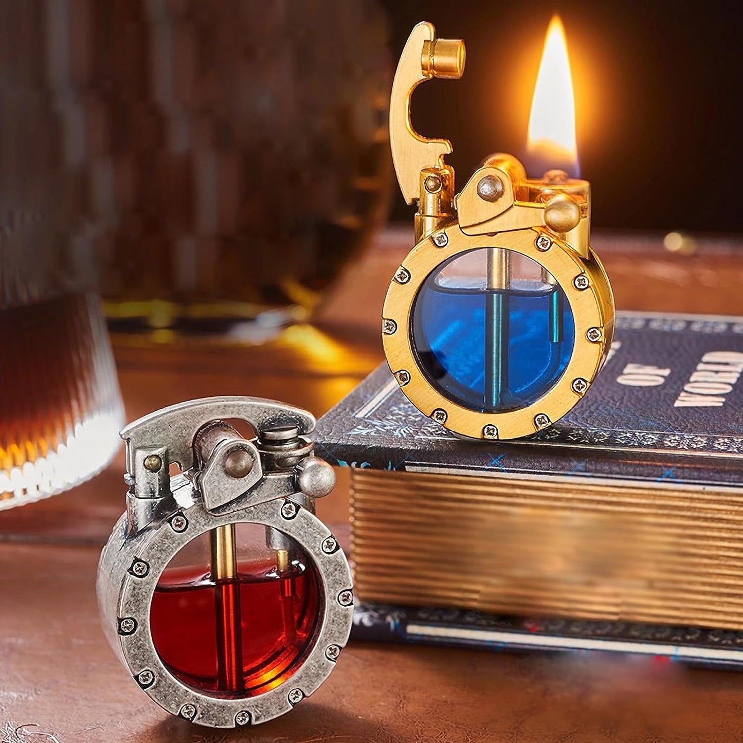 🔥Hot Sale-49% OFF🔥💖🎁Vintage Trench Lighter Transparent Kerosene Lighter Antique Steampunk Lighter Cool Unique Lighter for Men
