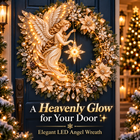 ✨ Heavenly Angel Christmas Wreath 🎄 Lighted Holiday Door Decor With Glowing Star