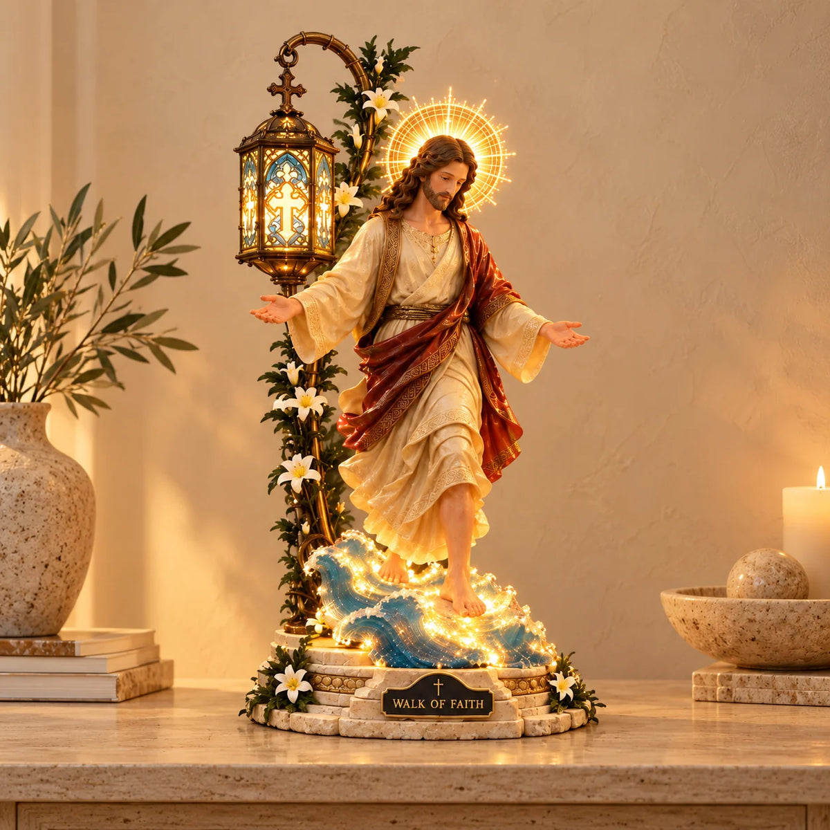 ✨Walk by Faith™ Illuminated Jesus Walking on Water Sculpture