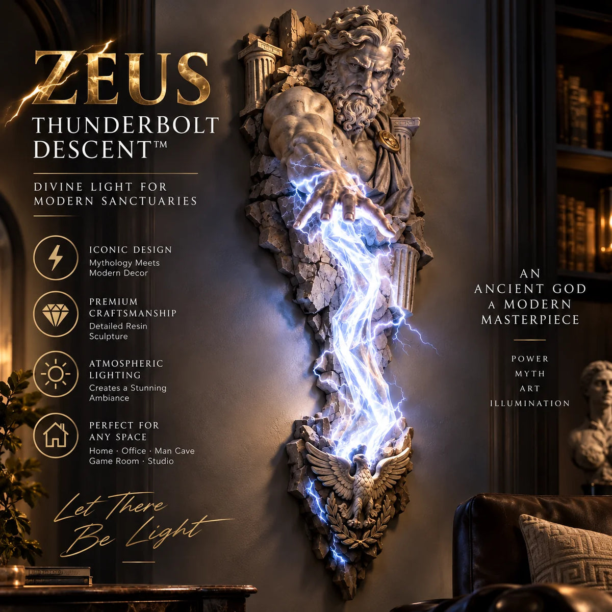 ⏰Limited Stock 50% OFF -  ⚡🌊 Mythological Sculpture Wall Lamp Collection 🏛️✨