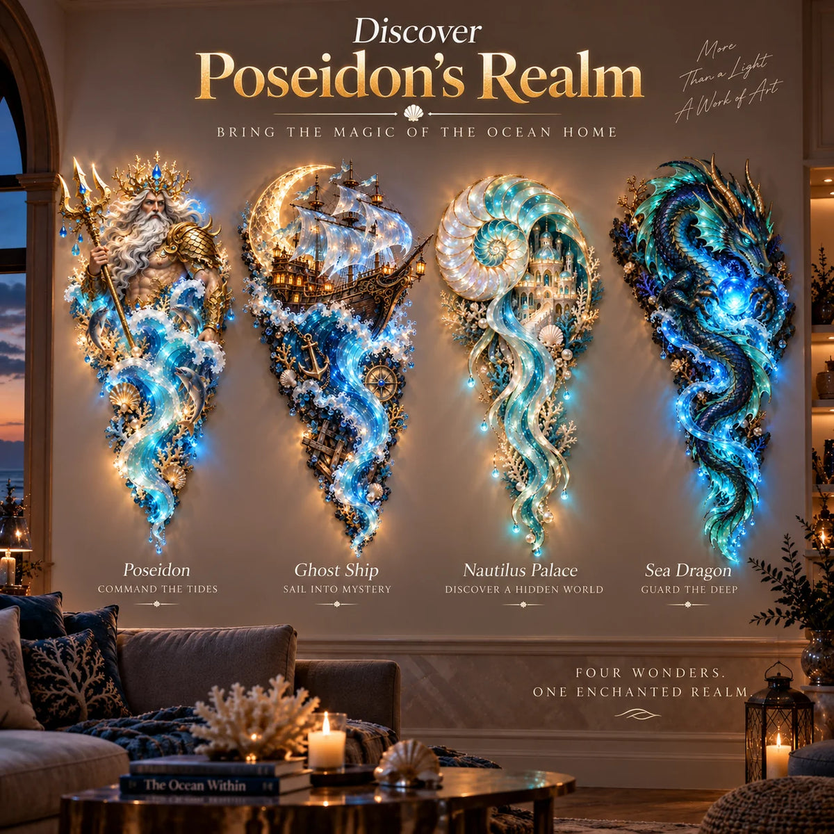 ✨Last Day 49% Off🔱👑Poseidon's Ocean Kingdom🌊Illuminated Ocean Wall Sculpture Collection