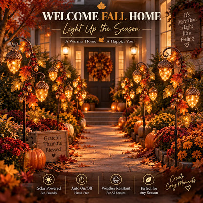 🔥 Last Day 49% Off-🍁 Autumn Acorn Glow™ – Solar Double Acorn Garden Stake Light