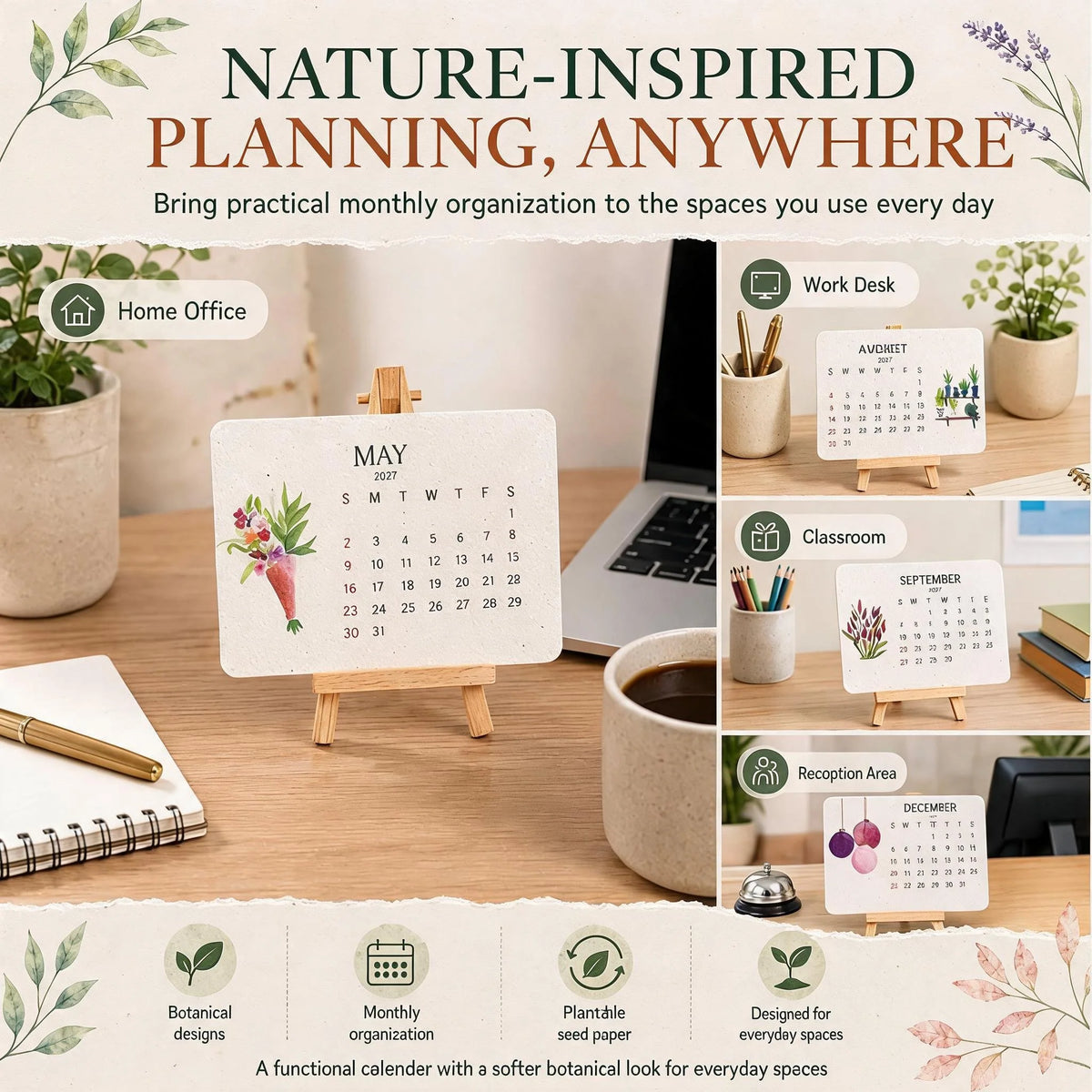 🌱Eco-Friendly Plantable 'Timeless' Seed Calendar 2027 ✨ Plan•Plant•Grow•Enjoy