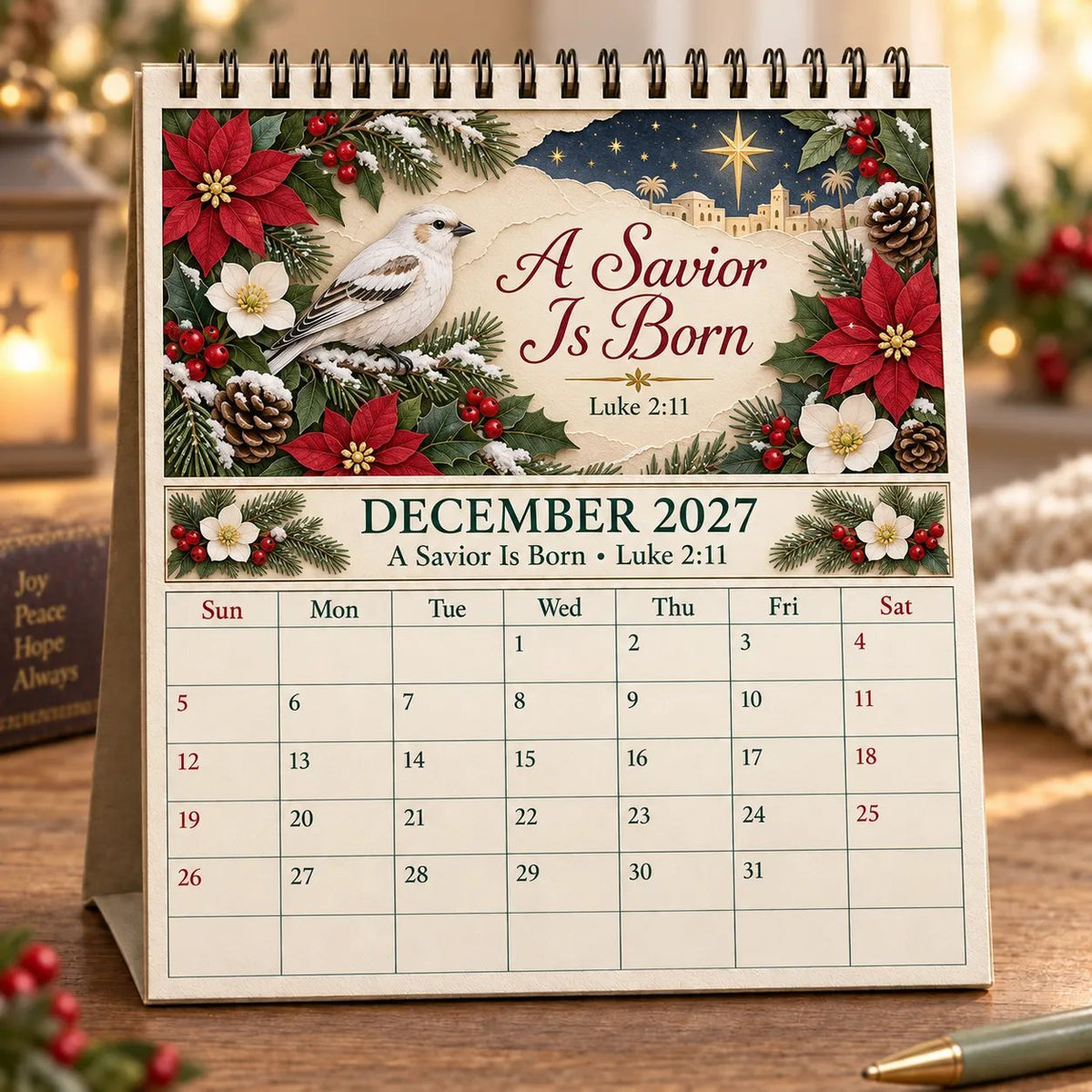 ✝️ 3D Christian Calendar 2027 | 12 Scripture Designs with Nature Scenes, Birds &amp; Flowers for Faith-Filled Homes &amp; Meaningful Gifts 🎁
