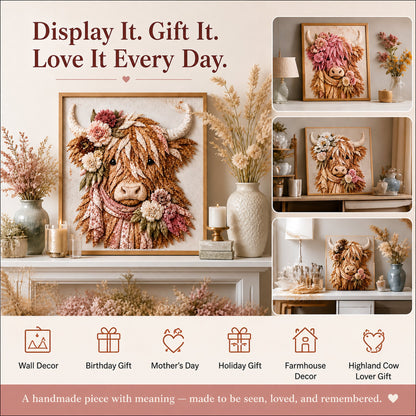 🔥LAST DAY 50% OFF - 🐮💐🌸 Birth Flower Highland Cow 3D Layered Fabric Art DIY Kit (Beginner-friendly) 🔥 Buy 2 Free Shipping