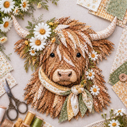 🔥LAST DAY 50% OFF - 🐮💐🌸 Birth Flower Highland Cow 3D Layered Fabric Art DIY Kit (Beginner-friendly) 🔥 Buy 2 Free Shipping