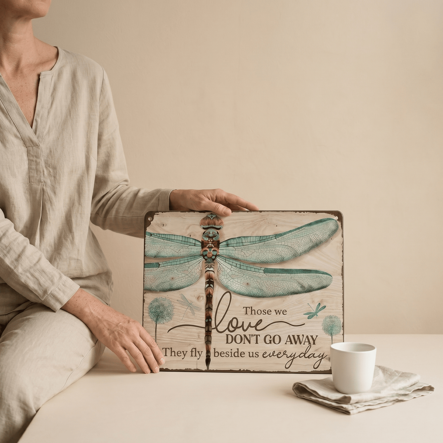 Dragonfly Memorial Garden Sign – “Those We Love Don’t Go Away” Sympathy Gift, Remembrance Outdoor Decor