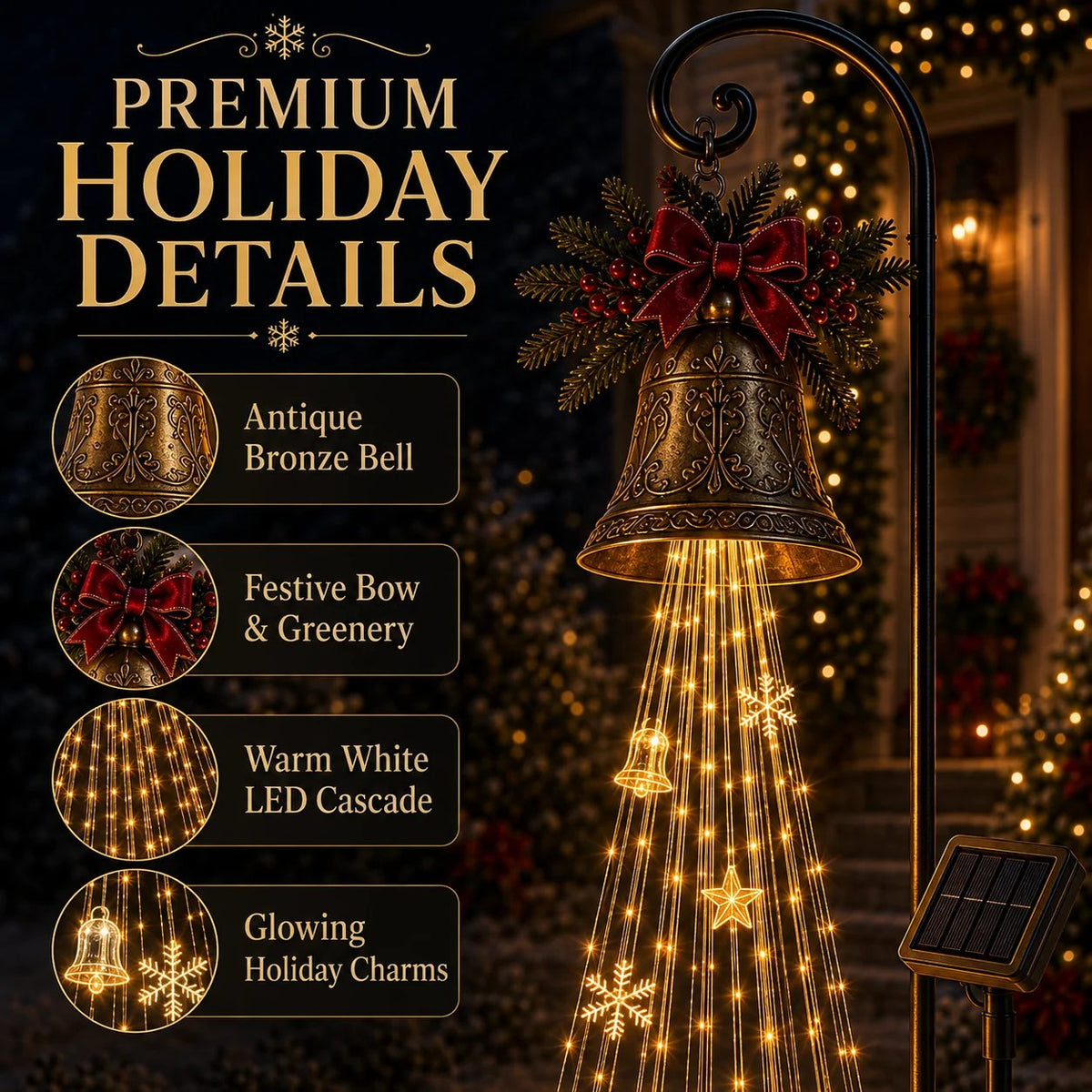 🎄Christmas Early Bird Deal- Christmas Bell Cascade Solar Yard Light✨
