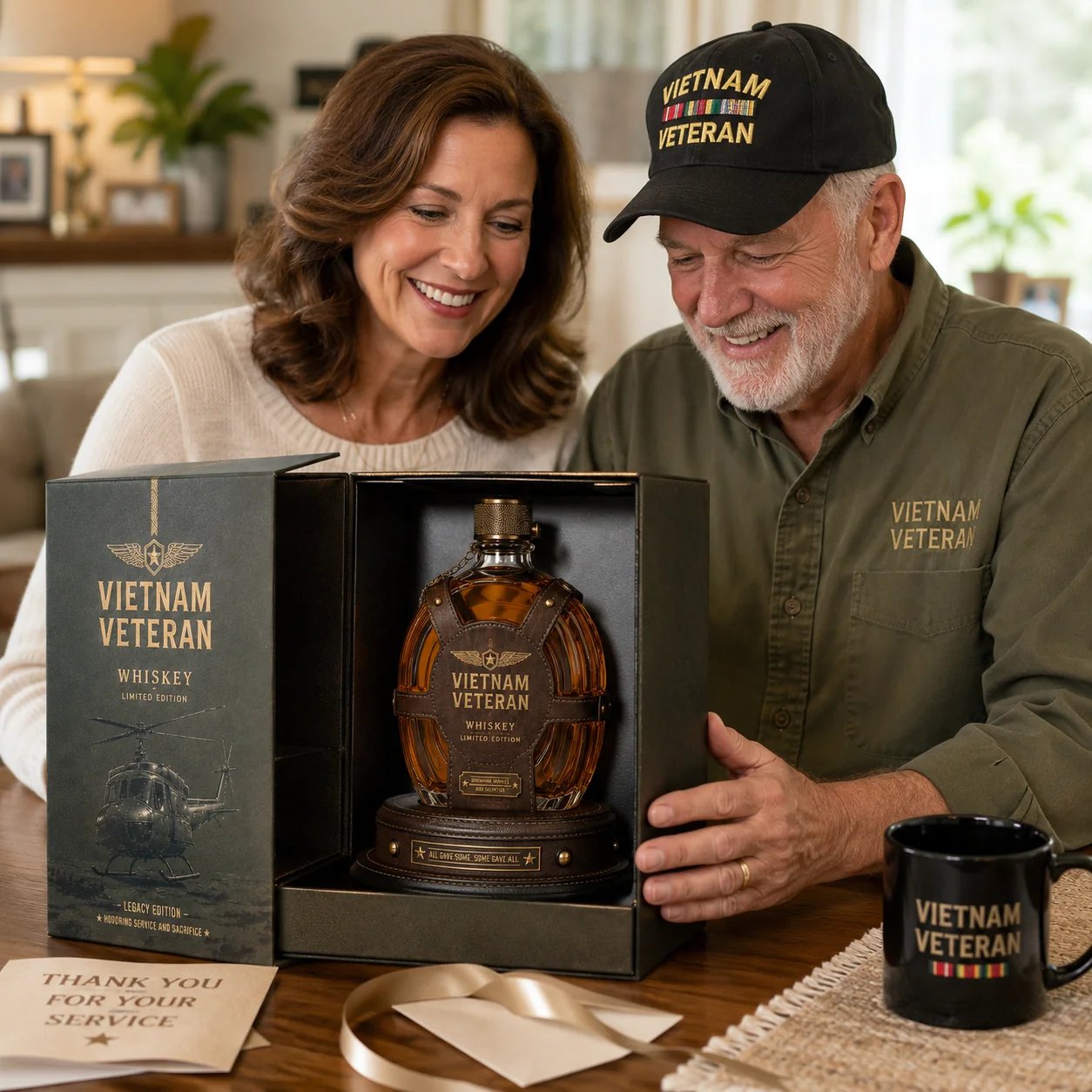 🎖️Vietnam Veteran Tribute Whiskey Decanter Gift Set–💛All Gave Some, Some Gave All