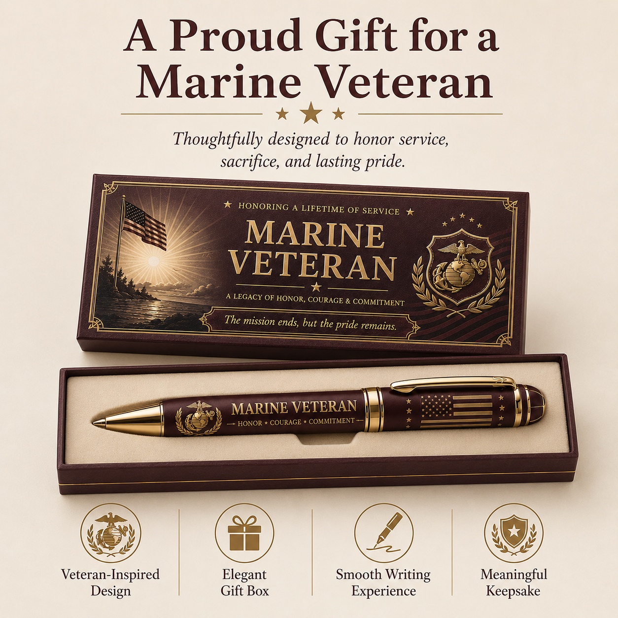 🦅 Marine Veteran Honor & Courage Pen