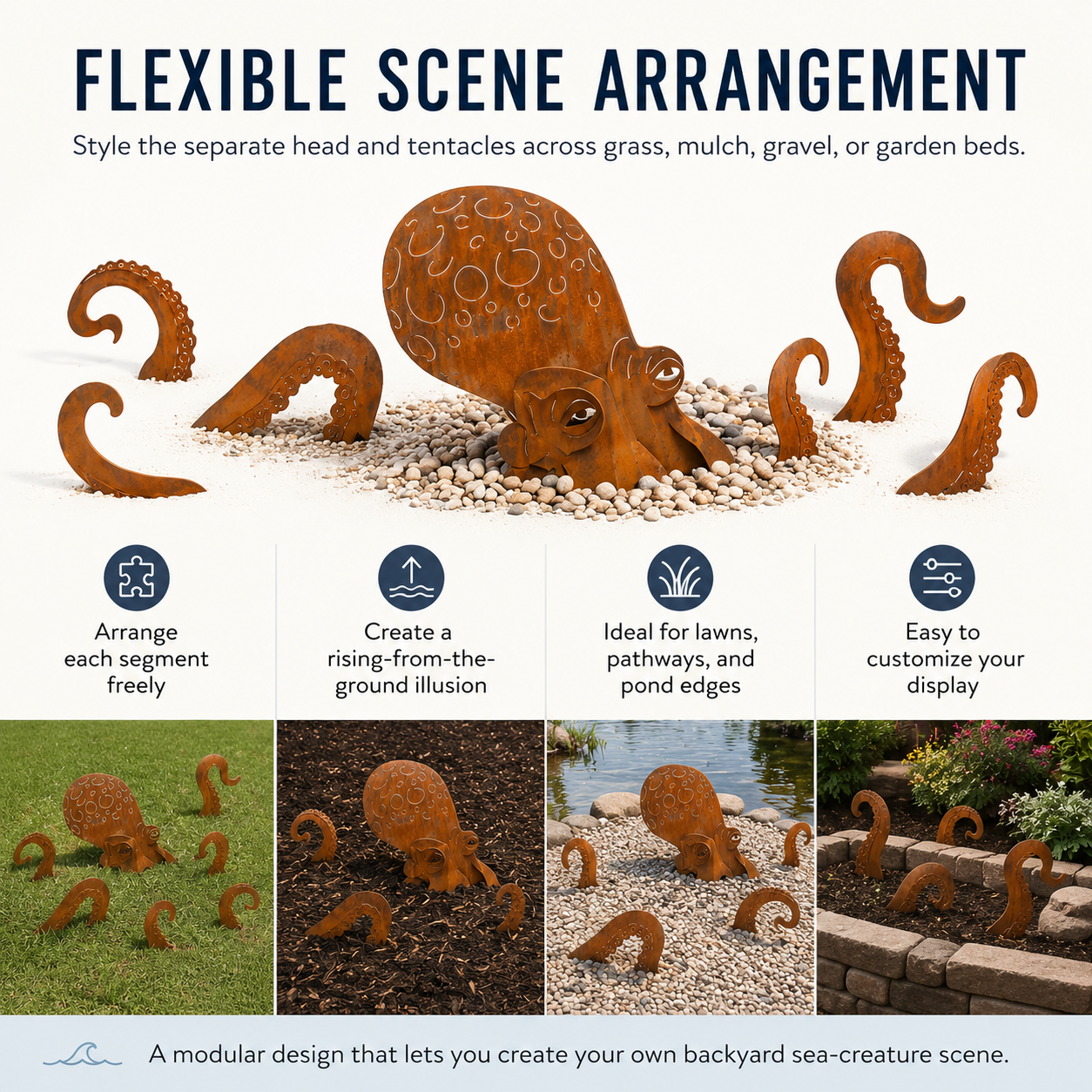🔥Last Day 50% OFF🔥- 🐙Rust Patina Giant Squid Garden Sculpture