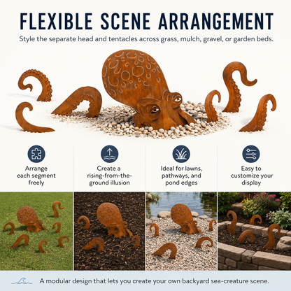 🔥Last Day 50% OFF🔥- 🐙Rust Patina Giant Squid Garden Sculpture