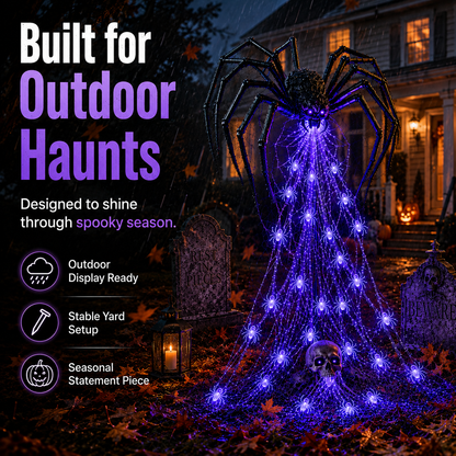 🔥HOT SALE 50% OFF -🕷️ Halloween Spider Web Light Show™ | Glowing LED Spider Yard Decor for Spooky Outdoor Displays