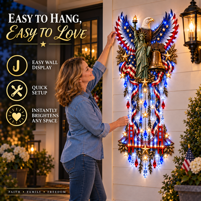 🇺🇸 American Pride LED Cascade Wall Light – Eagle, Liberty & Stars ✨