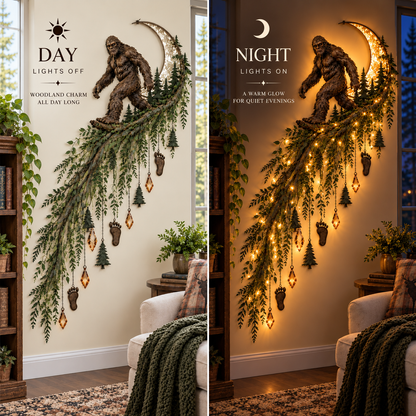 🌙🦍 Bigfoot Moonlight Cascade Wall Light – Enchanted Forest Décor