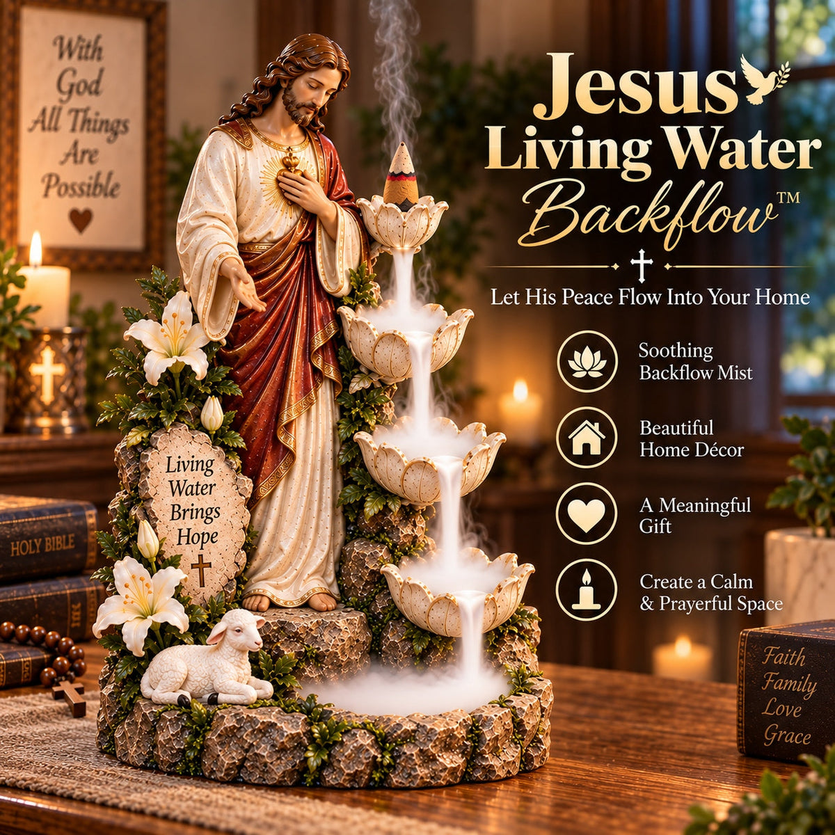 ✨ Last Day 49% OFF✨ Faith-Inspired Backflow Collection™ – Peaceful Christian Home Decor