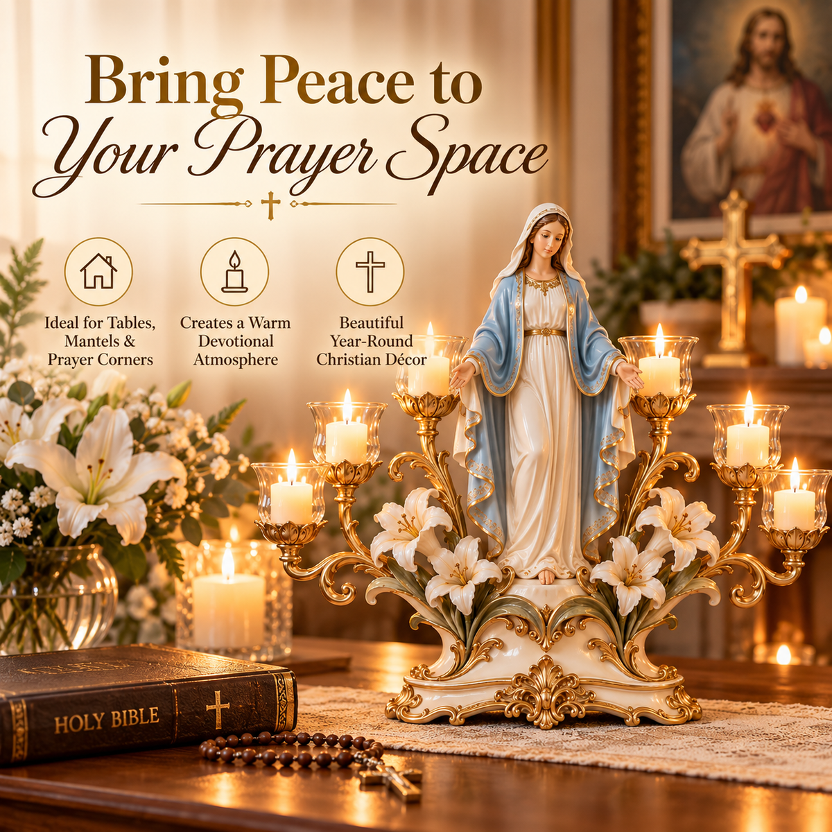 ✨🕯️ Light of His Presence — Sacred Christian Candleholder ✝️🤍