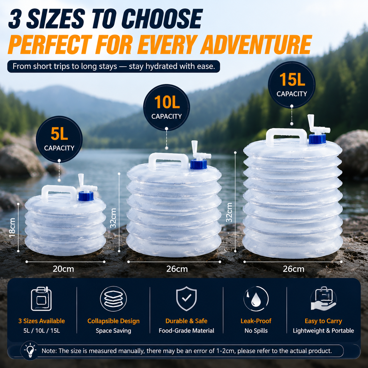 ⏰ Last Day Sale | 🏕️ Foldable Camping Water Container – 5L/10L/15L Portable Water Bucket