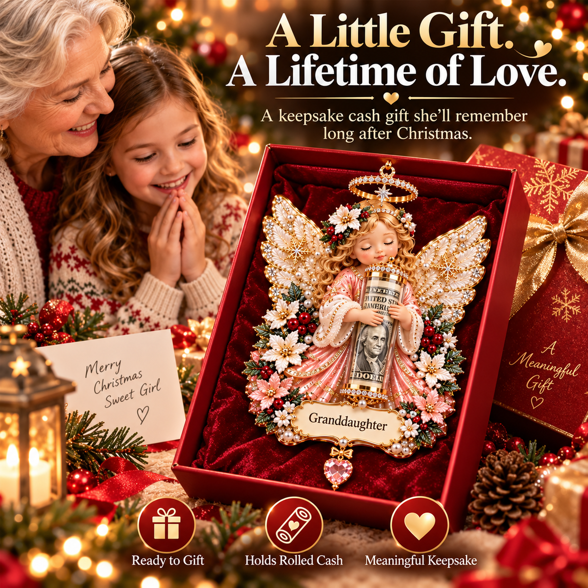 ⏰ LAST DAY SALE 49% OFF! 👼💵 3D Angel Christmas Cash Gift Ornament – Holiday Money Holder Keepsake ✨