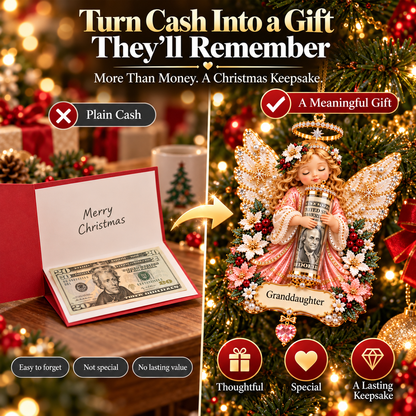 ⏰ LAST DAY SALE 49% OFF! 👼💵 3D Angel Christmas Cash Gift Ornament – Holiday Money Holder Keepsake ✨