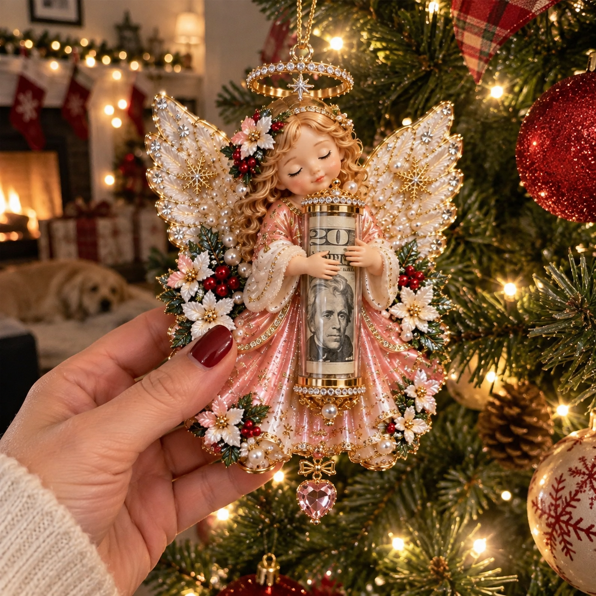 ⏰ LAST DAY SALE 49% OFF! 👼💵 3D Angel Christmas Cash Gift Ornament – Holiday Money Holder Keepsake ✨