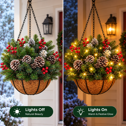 🎄 50% OFF Today | ✨ Pre-Lit Christmas Hanging Basket | 🌿 Get Your Porch Ready Early