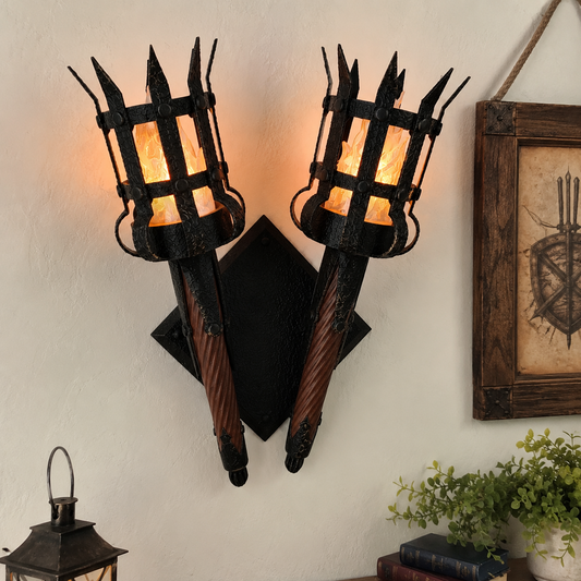 Medieval Torch Wall Sconce: Battery LED Realistic Candle Light with Remote