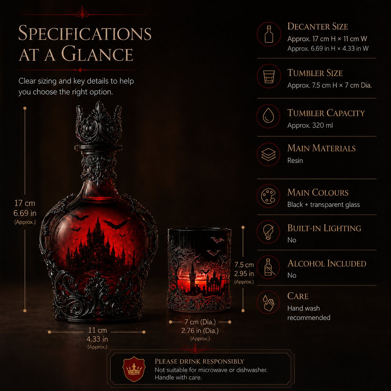 🔥Last Day 49% OFF - 🦇🍺Gothic Vampire Castle Whisky Decanter & Tumbler(📦Buy 2 Free Shipping) - Gothic Bottle