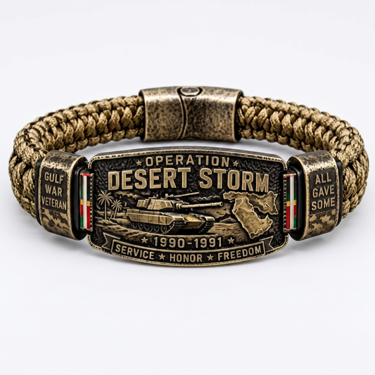 Operation Desert Storm Veteran Paracord Bracelet, Gulf War Service Memorial Honor Wristband