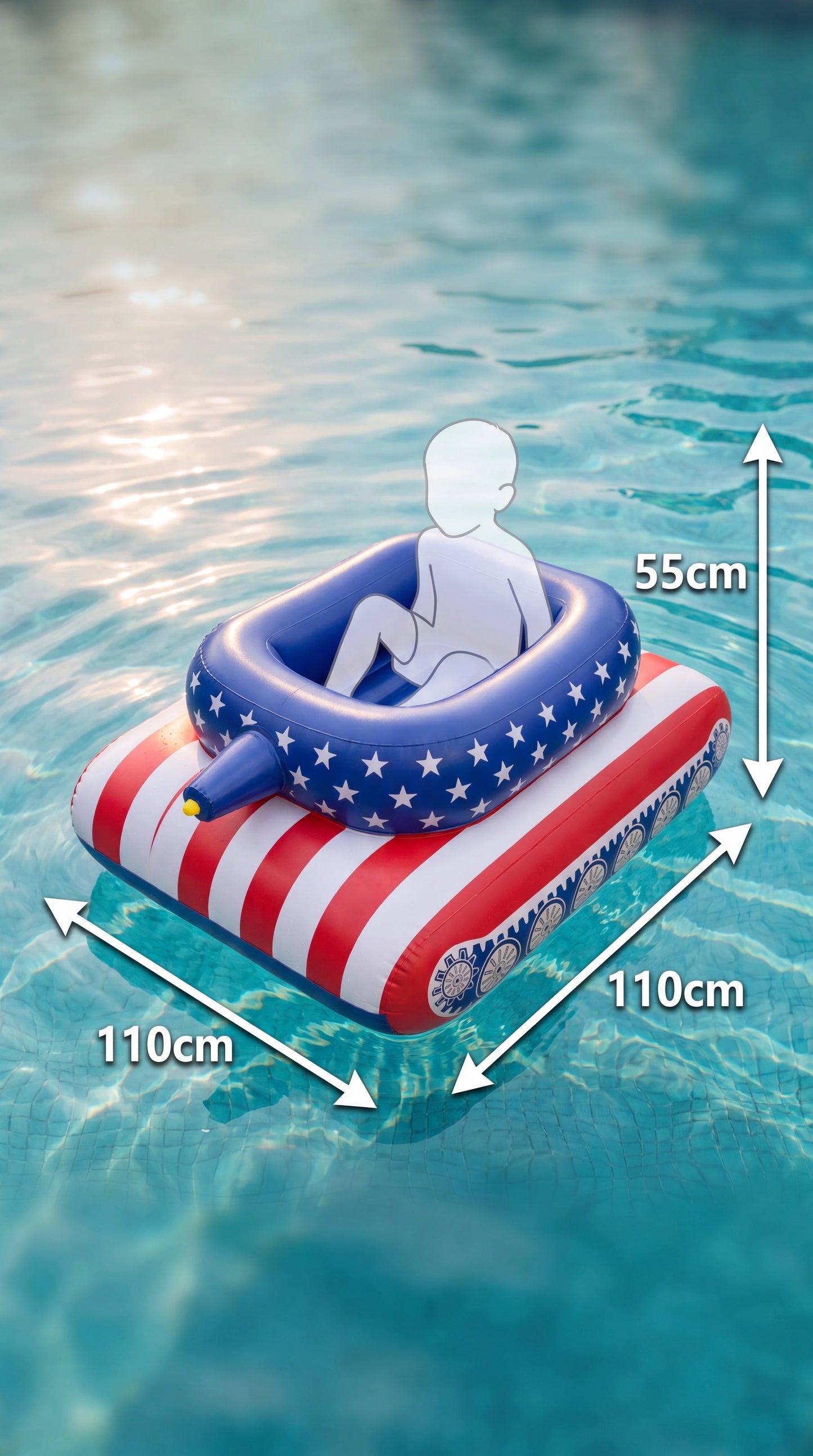 Inflatable Battle Tank Pool Float with Built-In Water Cannon