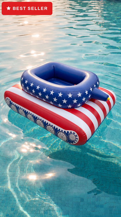 Inflatable Battle Tank Pool Float with Built-In Water Cannon