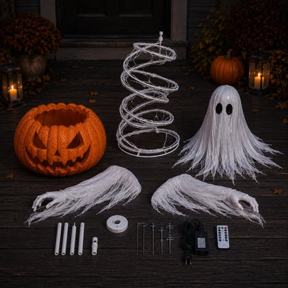 👻 Swirling Ghost Pumpkin Yard Lamp 🎃