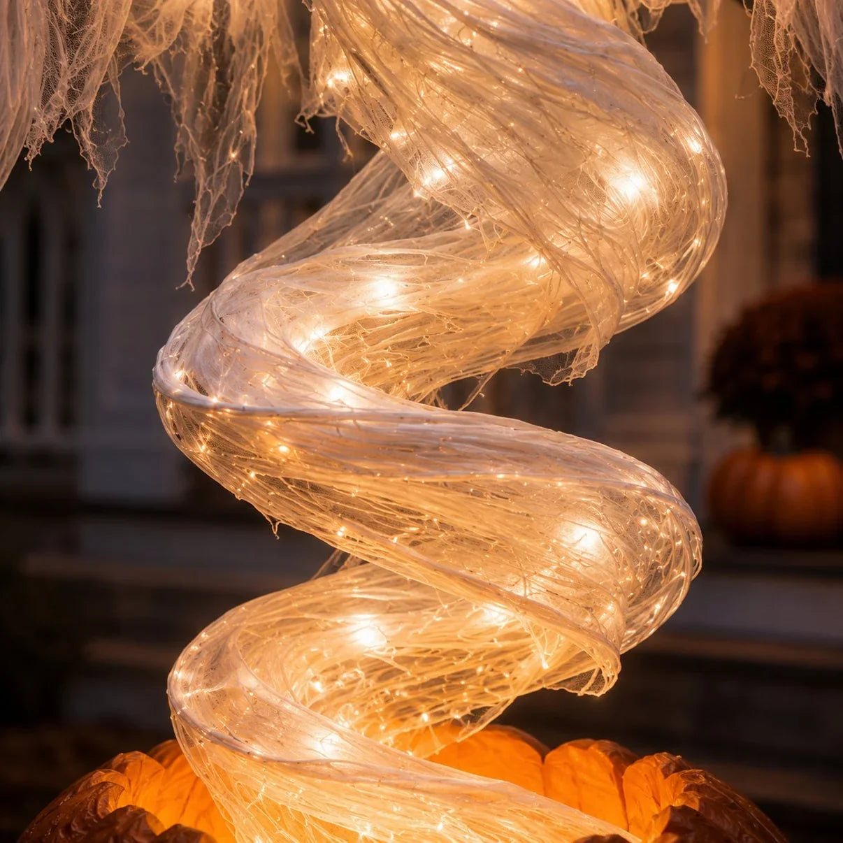 👻 Swirling Ghost Pumpkin Yard Lamp 🎃
