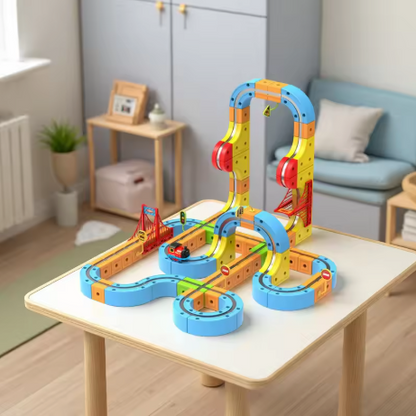 3D STEM train track toy close up modular flexible pieces for children