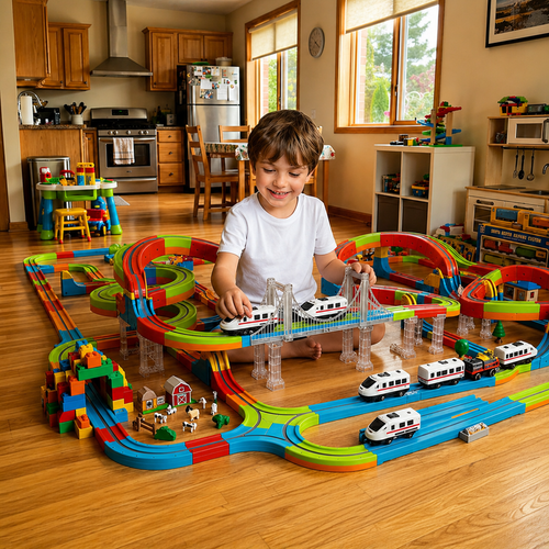 Magnetic track train set