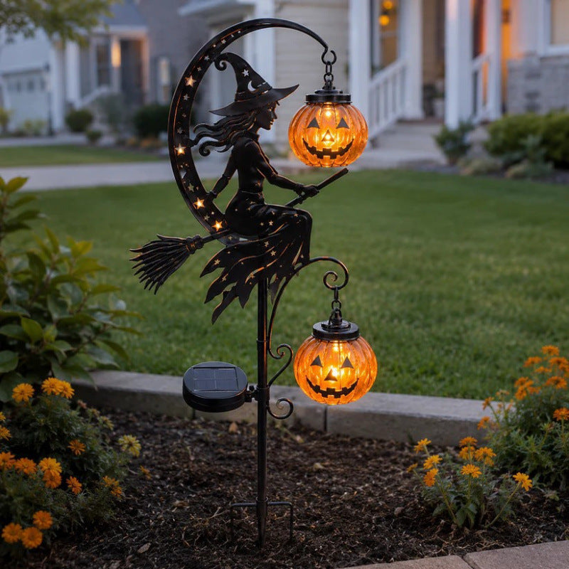 🎃 Halloween Early Bird Sale | 49% OFF Witch and Pumpkin Moon-Shaped Garden Stake Light