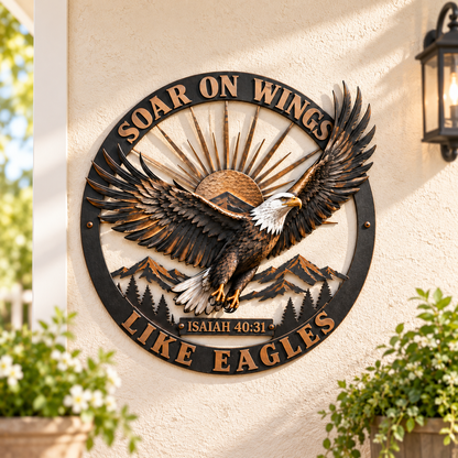 Soar on Wings Like Eagles Christian Metal Wall Decor