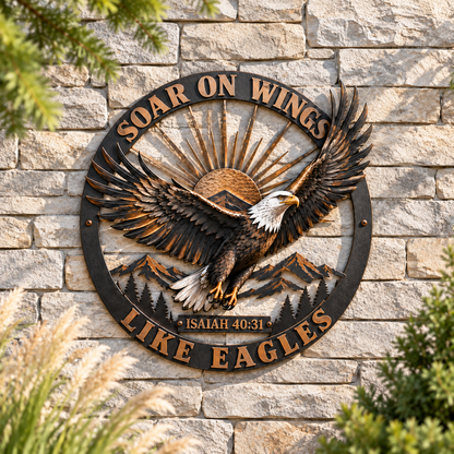 Soar on Wings Like Eagles Christian Metal Wall Decor